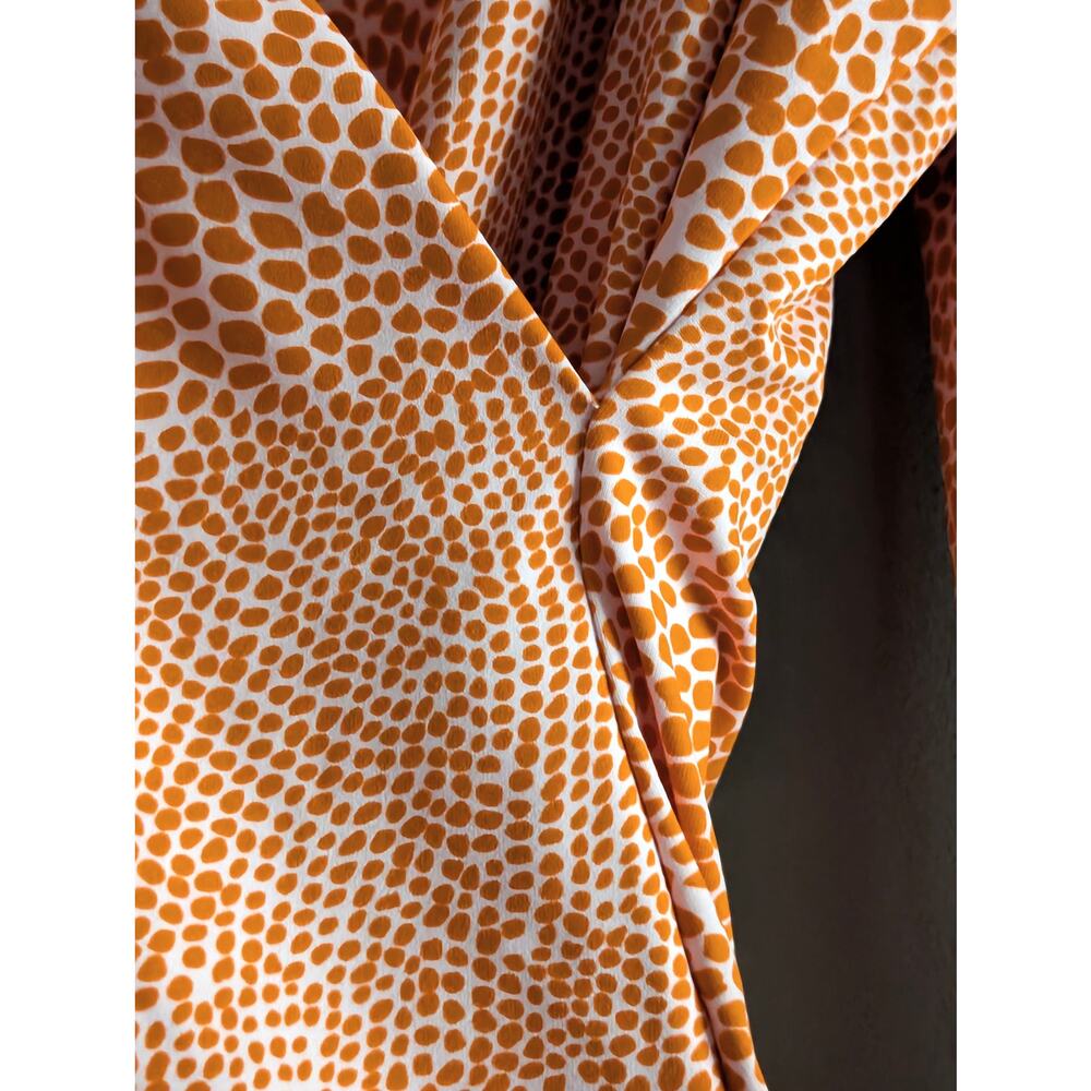 J. McLaughlin Catalina Cloth Faux Wrap Top XL Orange Pink Animal Print - Picture 7 of 14